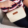 Mini bag in rafia con dettagli in ecopelle e tracolla a catena BEIGE