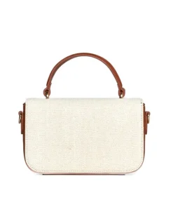 Mini bag in rafia con dettagli in ecopelle e tracolla a catena BEIGE