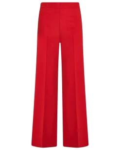 Pantalone a gamba larga in cady elasticizzato tinta unita. PAPAVERO