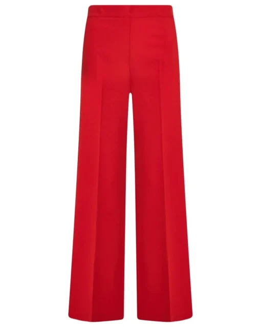 Pantalone a gamba larga in cady elasticizzato tinta unita. PAPAVERO