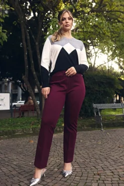 Pantalone basic dal taglio slim e vita elastica VINO