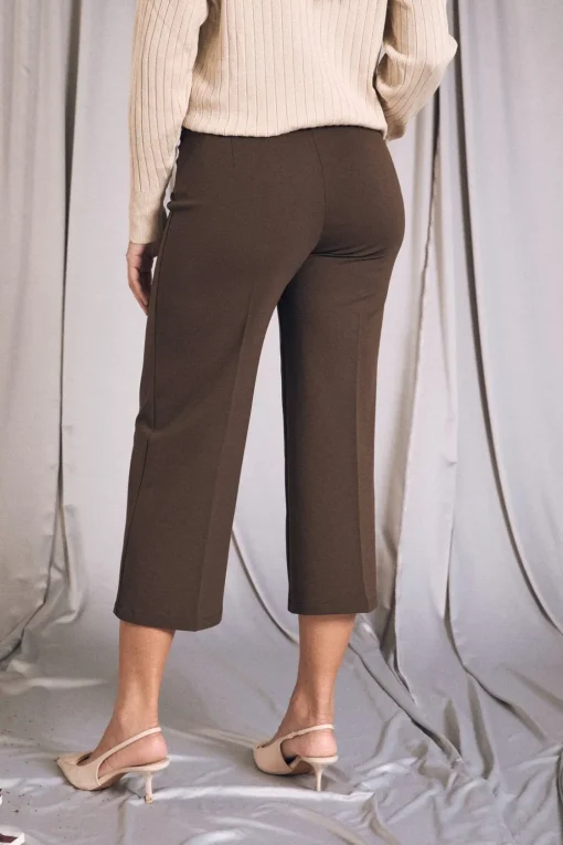 Pantalone comfy cropped con vita elastica MORO