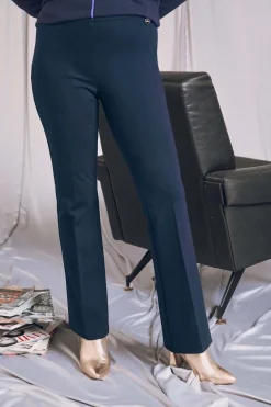 Pantalone comfy flare con vita elastica BLU
