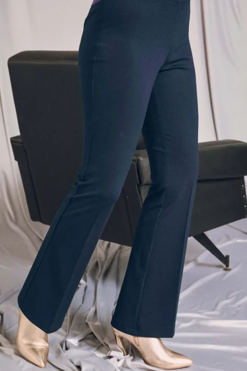 Pantalone comfy flare con vita elastica BLU