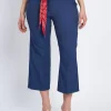 Pantalone cropped con cintura a fantasia DENIM