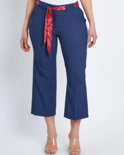 Pantalone cropped con cintura a fantasia DENIM