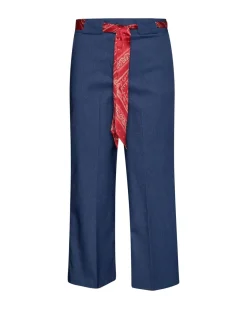Pantalone cropped con cintura a fantasia DENIM