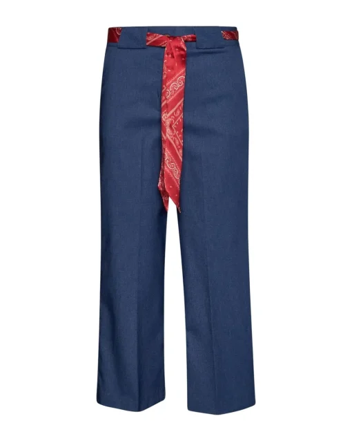Pantalone cropped con cintura a fantasia DENIM