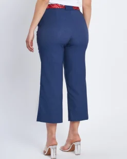 Pantalone cropped con cintura a fantasia DENIM
