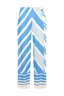 PANTALONE FANTASIA GEOMETRICA TURCHESE-CREMA