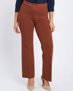 Pantalone flare in punto milano di viscosa CACAO