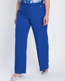 Pantalone in cady con retro bustino elastico BLU CHINA