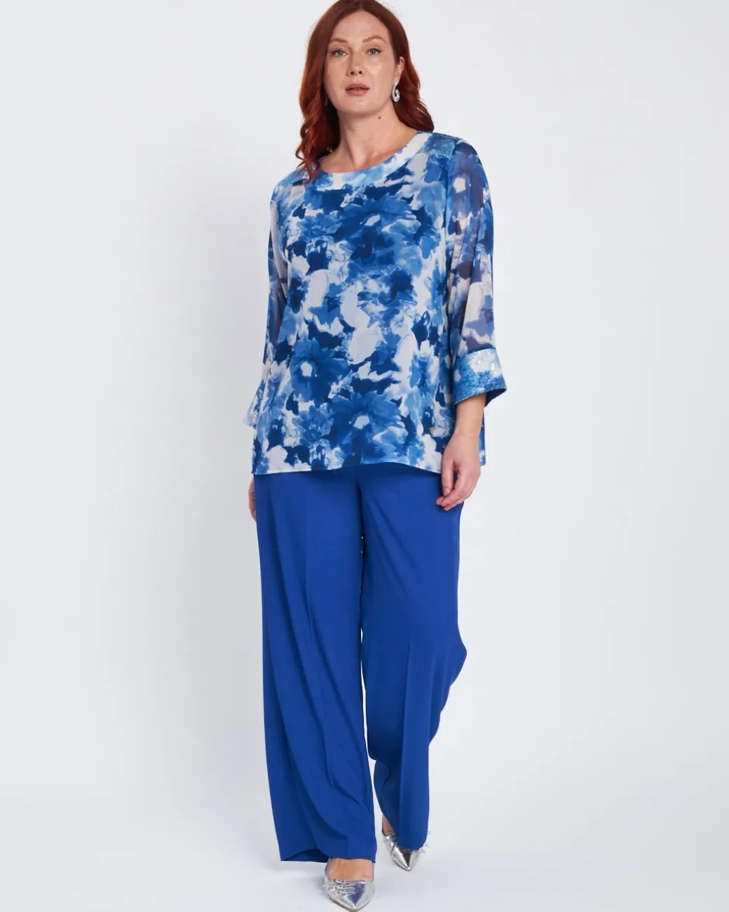 Pantalone in cady con retro bustino elastico BLU CHINA