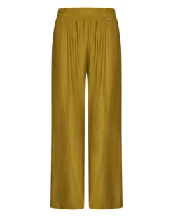 Pantalone in viscosa in tinta unita con bustino elastico PISTACCHIO