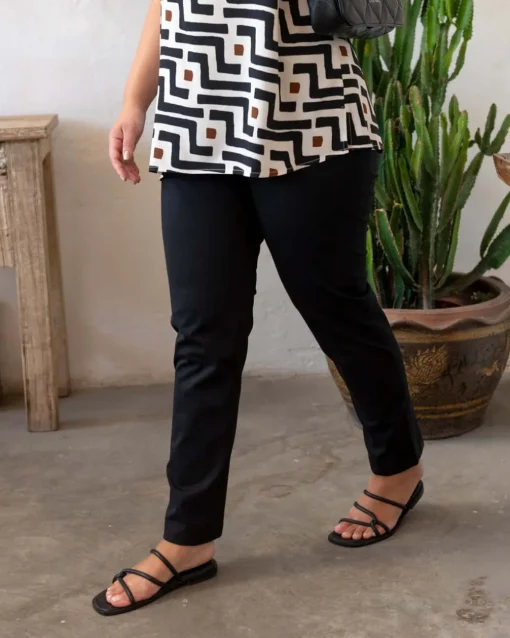Pantalone skinny in twill di misto cotone elasticizzato tinta unita co