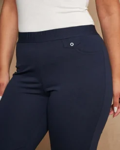 Pantalone skinny in twill di misto cotone elasticizzato tinta unita co