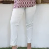 Pantalone skinny in twill di misto cotone elasticizzato tinta unita co