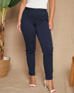 Pantalone skinny in twill di misto cotone elasticizzato tinta unita co