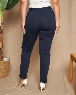 Pantalone skinny in twill di misto cotone elasticizzato tinta unita co