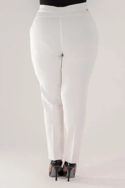 Pantalone skinny in twill di misto cotone elasticizzato tinta unita co