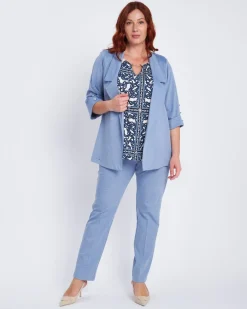 Pantalone wide leg con abbottonatura frontale DENIM