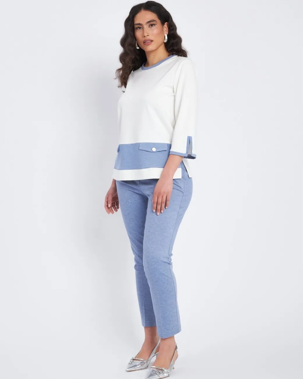 Pantalone wide leg con retro bustino elastico DENIM