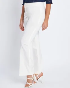 Pantalone wide leg in chambray BIANCO