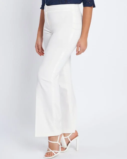 Pantalone wide leg in chambray BIANCO