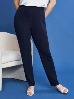 Pantaloni a gamba dritta in jersey crêpe elasticizzato BLU
