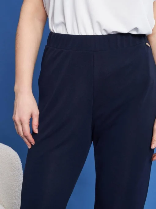 Pantaloni a gamba dritta in jersey crêpe elasticizzato BLU
