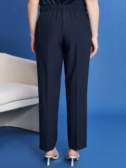 Pantaloni a gamba dritta in cady BLUE NAVY
