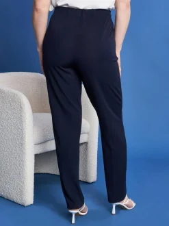 Pantaloni a gamba dritta in jersey crêpe elasticizzato BLU