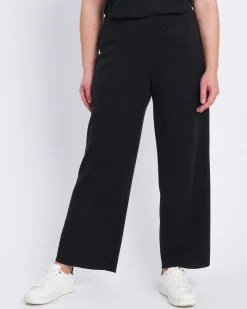 Pantaloni a palazzo in modal con strass NERO