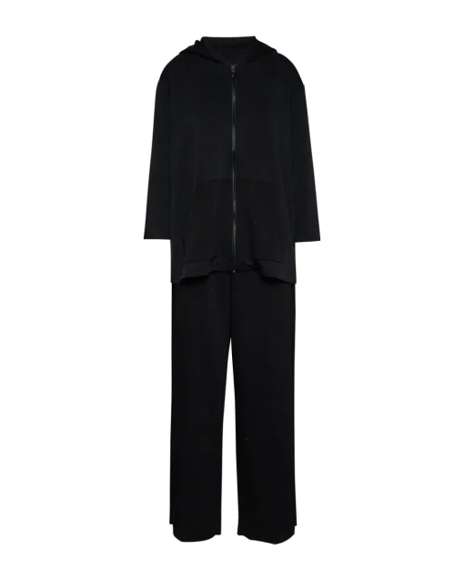 Pantaloni a palazzo in modal con strass NERO