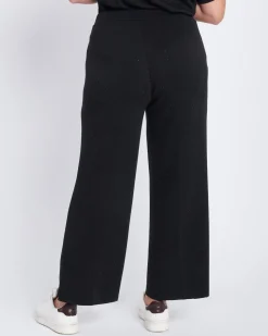 Pantaloni a palazzo in modal con strass NERO