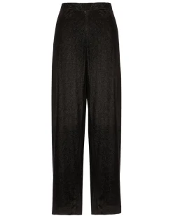 Pantaloni a palazzo in velluto stretch NERO