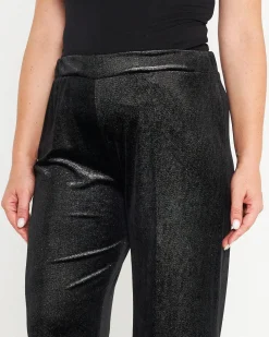 Pantaloni a palazzo in velluto stretch NERO