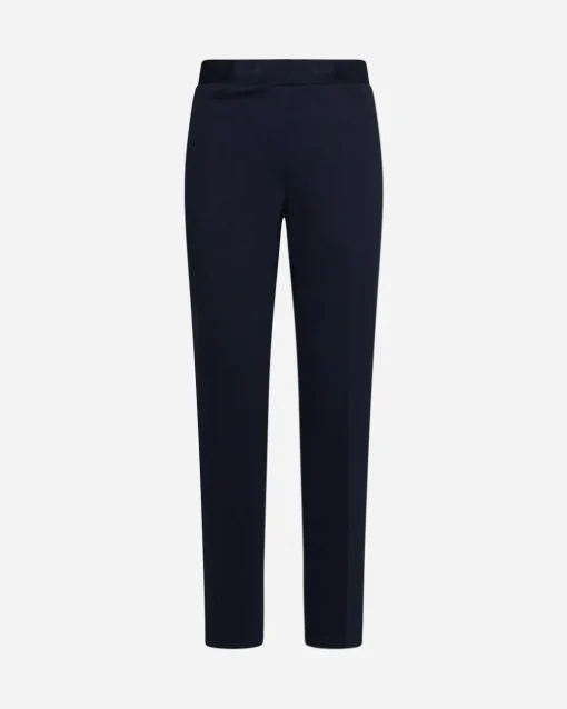 Pantaloni slim fit con vita elastica e dettaglio frontale di piega di