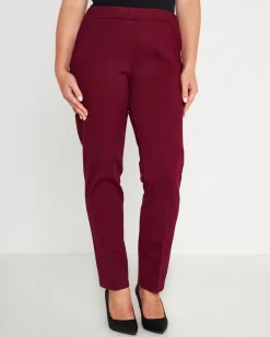 Pantaloni slim fit con vita elastica e dettaglio frontale di piega di