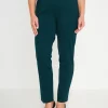 Pantaloni slim fit con vita elastica e dettaglio frontale di piega di