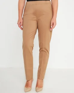 Pantaloni slim fit con vita elastica e dettaglio frontale di piega di