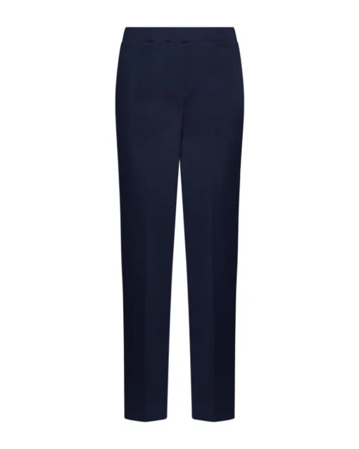 Pantaloni slim fit con vita elastica e dettaglio frontale di piega di