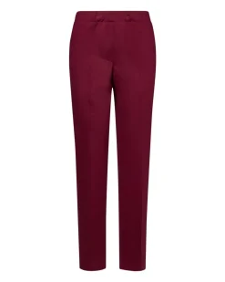 Pantaloni slim fit con vita elastica e dettaglio frontale di piega di