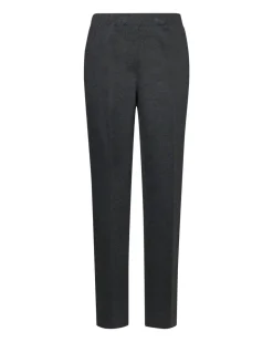 Pantaloni slim fit con vita elastica e dettaglio frontale di piega di