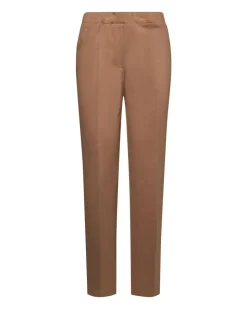 Pantaloni slim fit con vita elastica e dettaglio frontale di piega di
