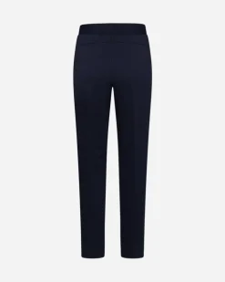 Pantaloni slim fit con vita elastica e dettaglio frontale di piega di