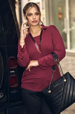 Shopping bag in ecopelle trapuntata burgundy NERO