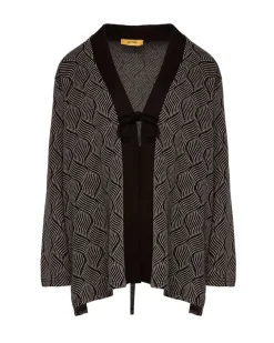 Spolverino in jacquard lurex con lacci NERO-ARGENTO