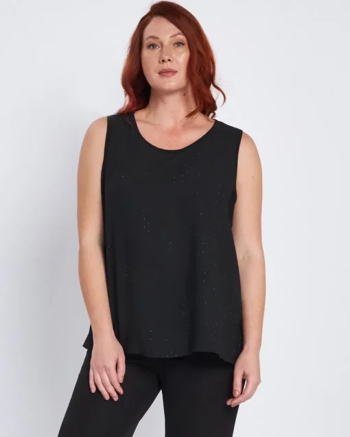 Top in geoprgette con strass frontali NERO