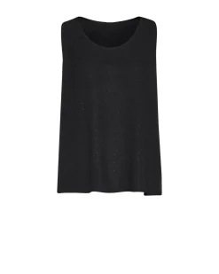 Top in georgette con strass e pizzo NERO